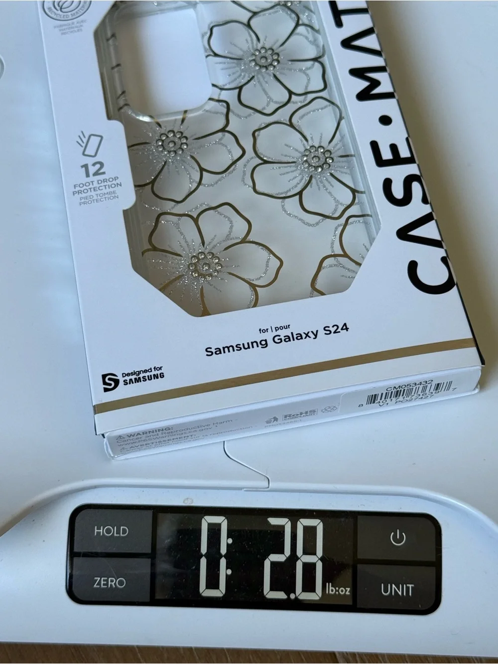 New CASE-MATE Samsung Galaxy S24 Floral Protective Case Gold Silver flower